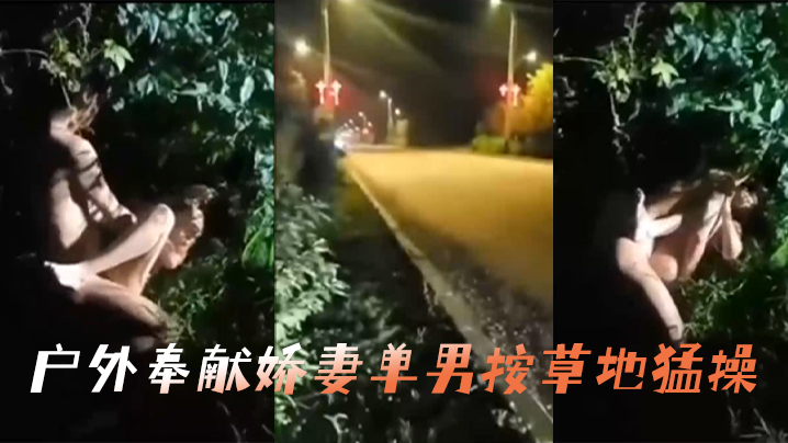 户外奉献娇妻单男按草地猛操.