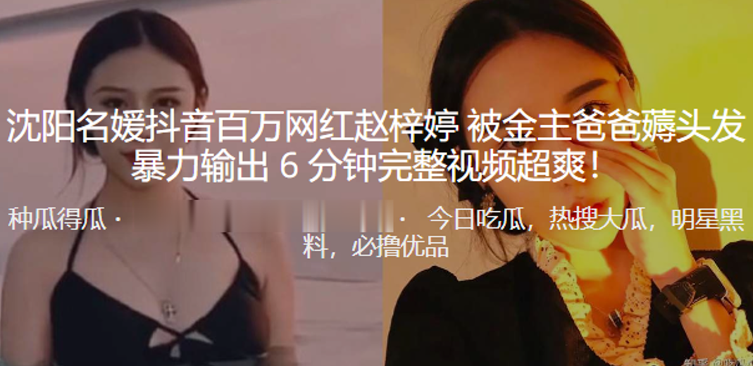 沈阳名媛抖音百万网红赵梓婷被金主爸爸薅头发暴力输.出超爽